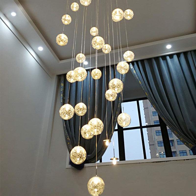 Globe Multi Light Pendant Mid-Century Modern Glass Hanging Pendant Lights for Duplex Stairs