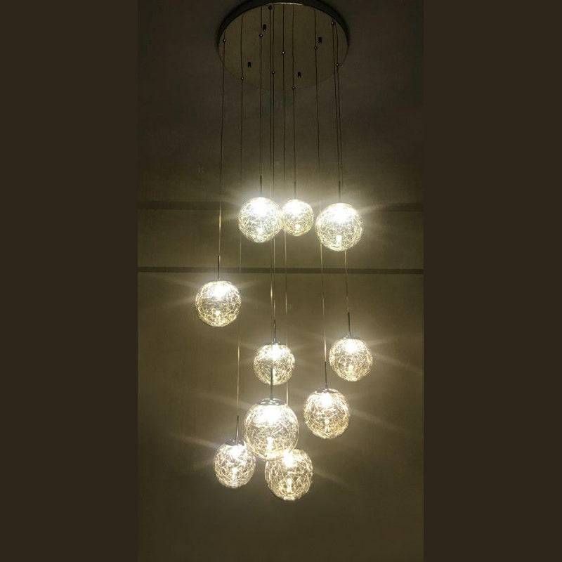 Globe Multi Light Pendant Mid-Century Modern Glass Hanging Pendant Lights for Duplex Stairs