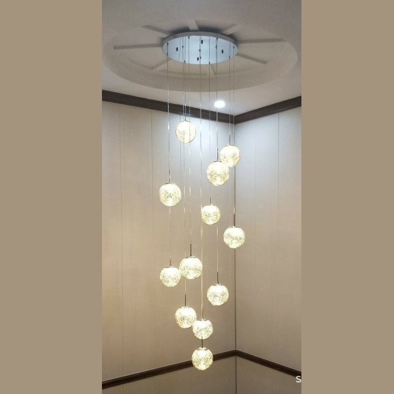 Globe Multi Light Pendant Mid-Century Modern Glass Hanging Pendant Lights for Duplex Stairs