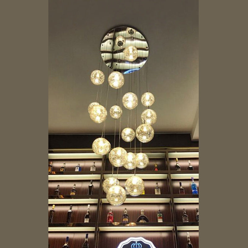 Globe Multi Light Pendant Mid-Century Modern Glass Hanging Pendant Lights for Duplex Stairs