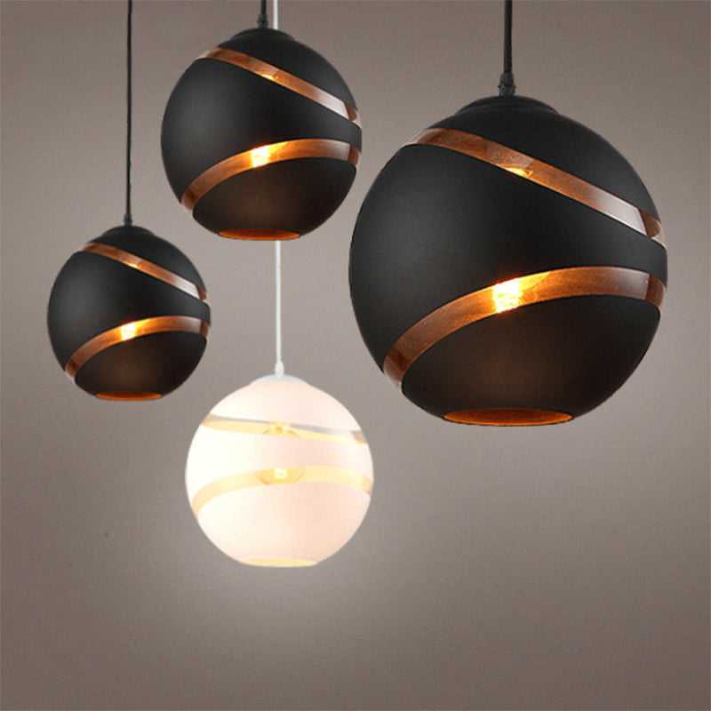 Contemporary Design Globe Hanging Lamp Frosted Glass Shade 1 Light Pendant Light for Restaurant