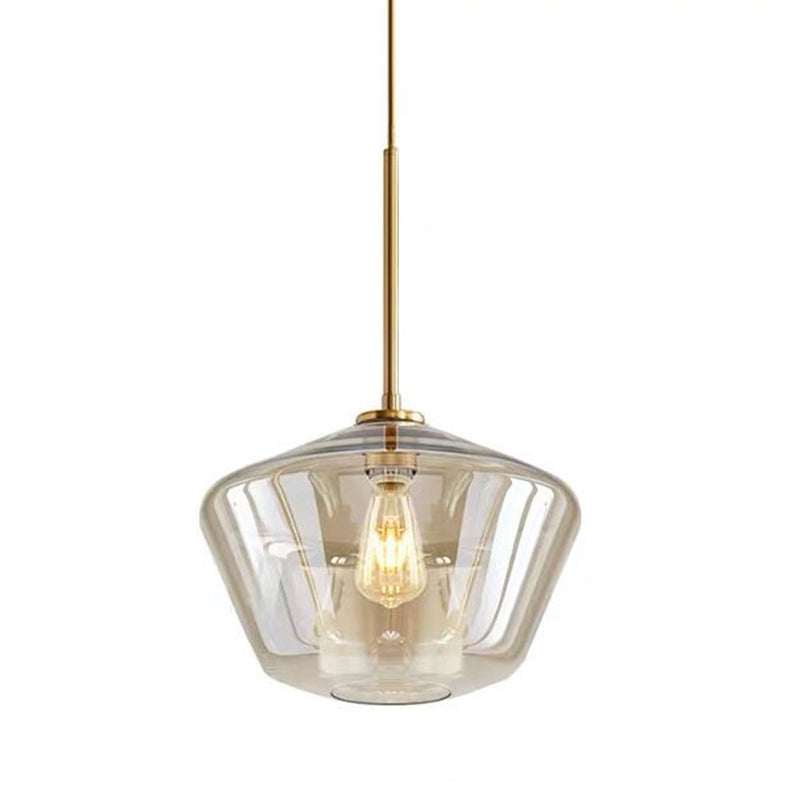 Modern minimalistisch handgeblazen glazen hanglampje Amber 1 lichte eetkamer hangend plafondlicht