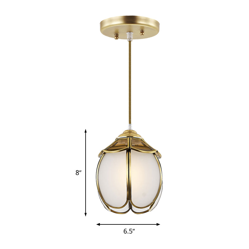 Colonial Scalloped Drop Lamp 1 Head White Glass Pendant Ceiling Light for Living Room