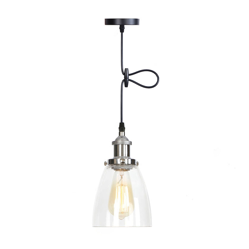 1 lumière suspendue légère à plafond en verre transparent simple pour le restaurant