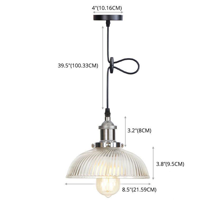 1 lumière suspendue légère à plafond en verre transparent simple pour le restaurant