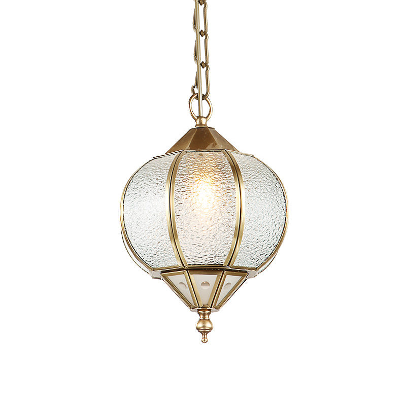 Lantern Dining Room Ceiling Pendant Colonial Bubble Glass 1 Head Gold Hanging Light Fixture