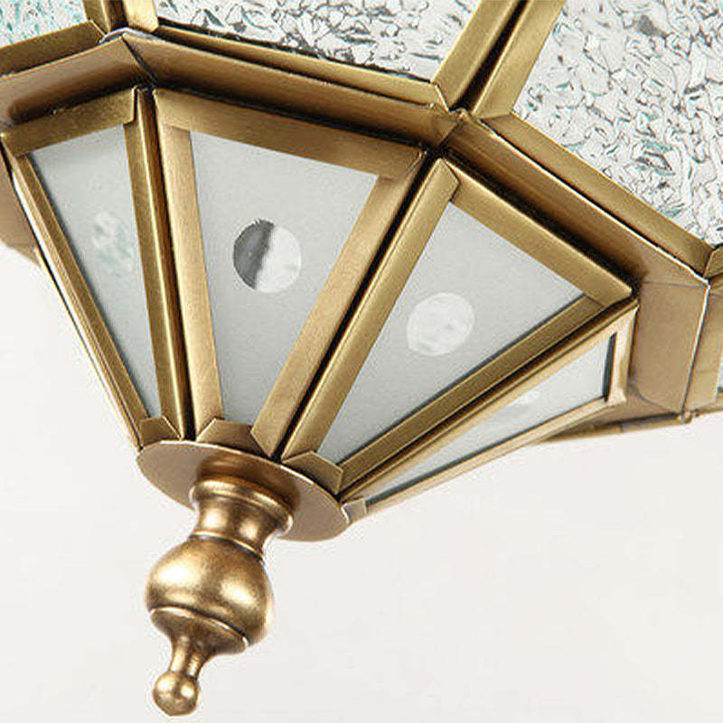 Lantern Dining Room Ceiling Pendant Colonial Bubble Glass 1 Head Gold Hanging Light Fixture