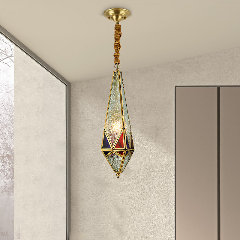 Bubble Glass Red Hanging Light Geometric 1 Light Colonial Down Lighting Pendant for Corridor