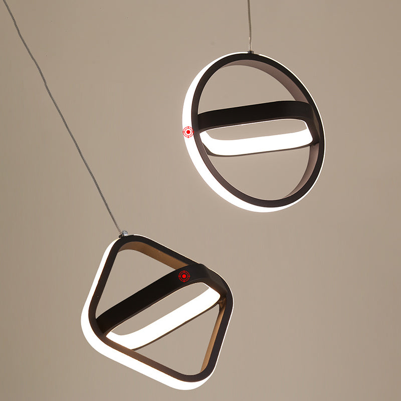 Geometrical Shape LED Pendant Lamp Modern Minimalist Metal Hanging Lamp for Living Room