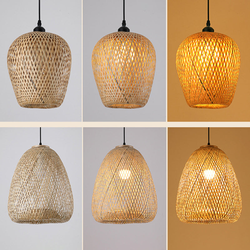Modern Hand-Woven Suspension Pendant Light Rattan 1 Light Pendant Light