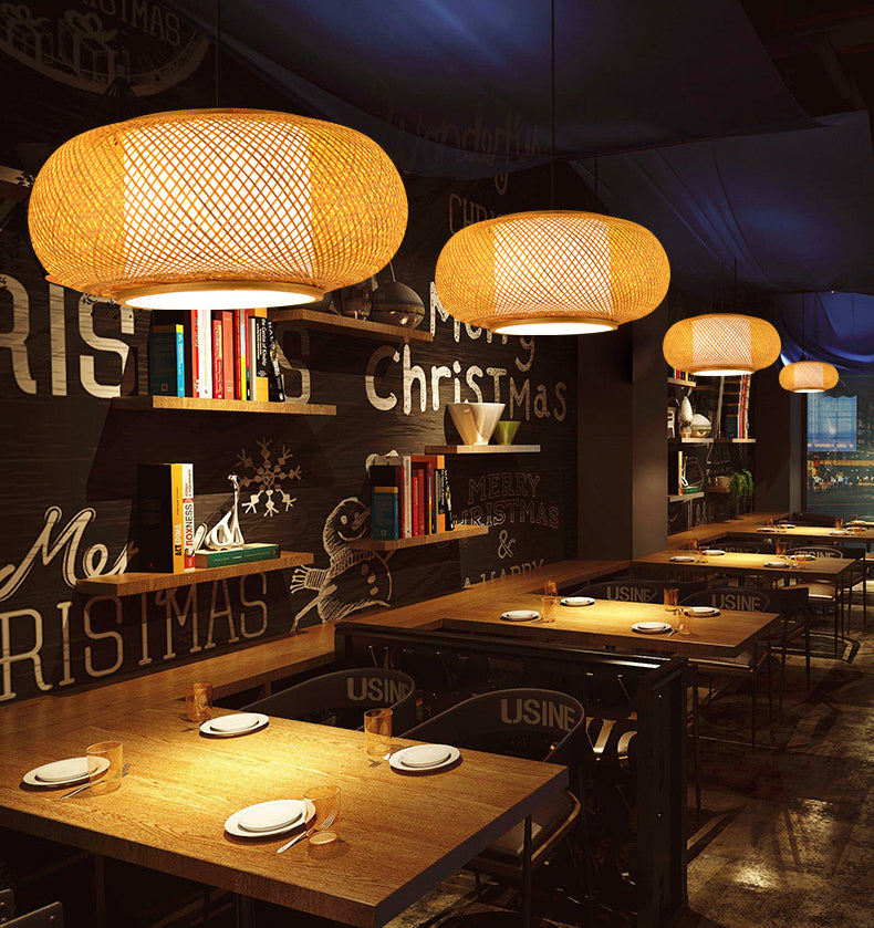 Modern Hand-Woven Suspension Pendant Light Rattan 1 Light Pendant Light