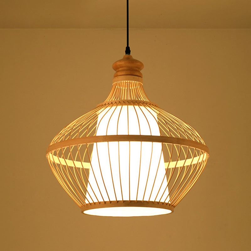 Chinese Pendant Lighting Fixtures Bamboo Hanging Light with Hanging Cord for Restaurant