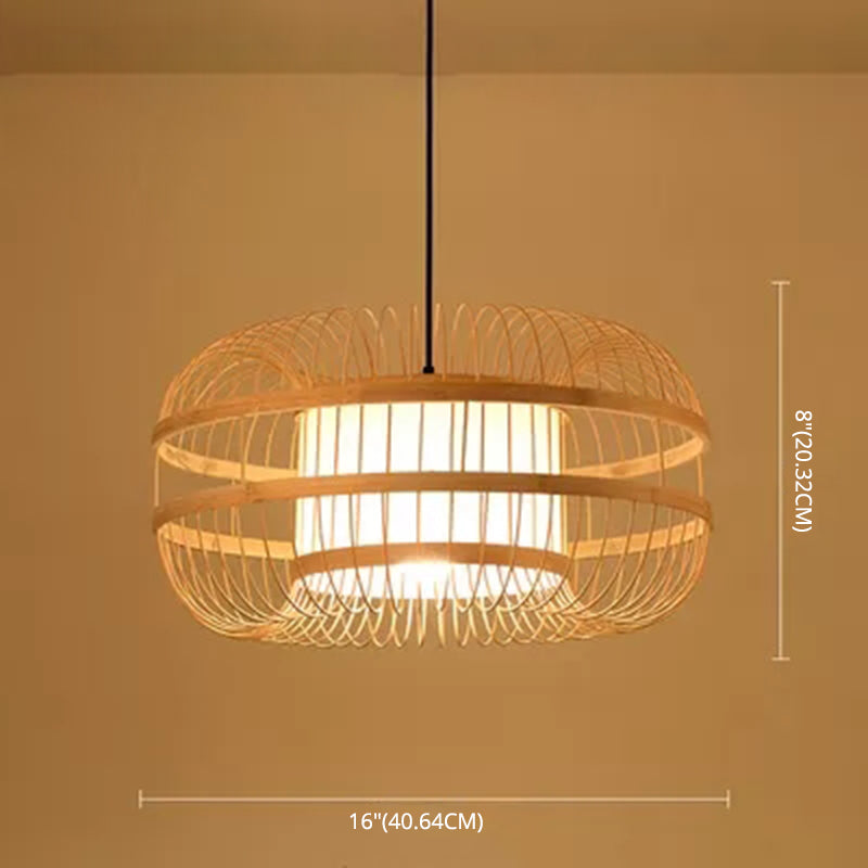 Chinese Pendant Lighting Fixtures Bamboo Hanging Light with Hanging Cord for Restaurant