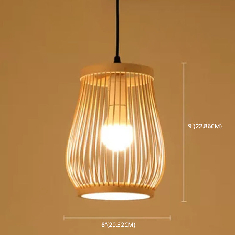 Chinese Pendant Lighting Fixtures Bamboo Hanging Light with Hanging Cord for Restaurant