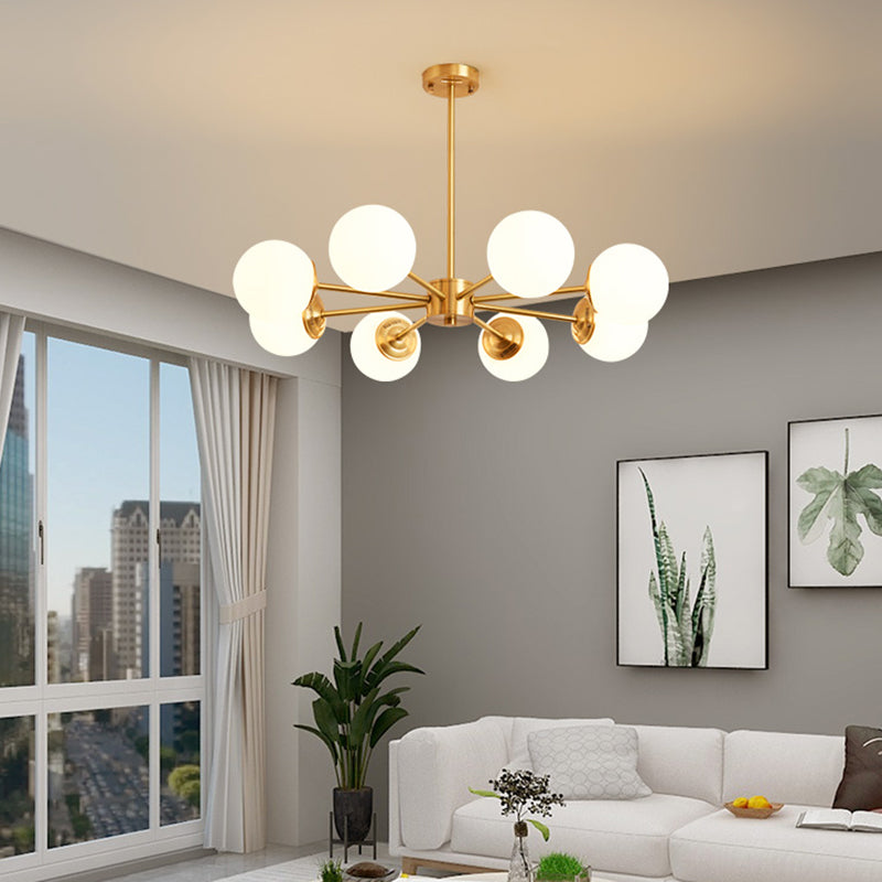 Nordic Style Molecular Styling Chandelier White Glass Orb Multi-light Pendant Lamp for Dining Room