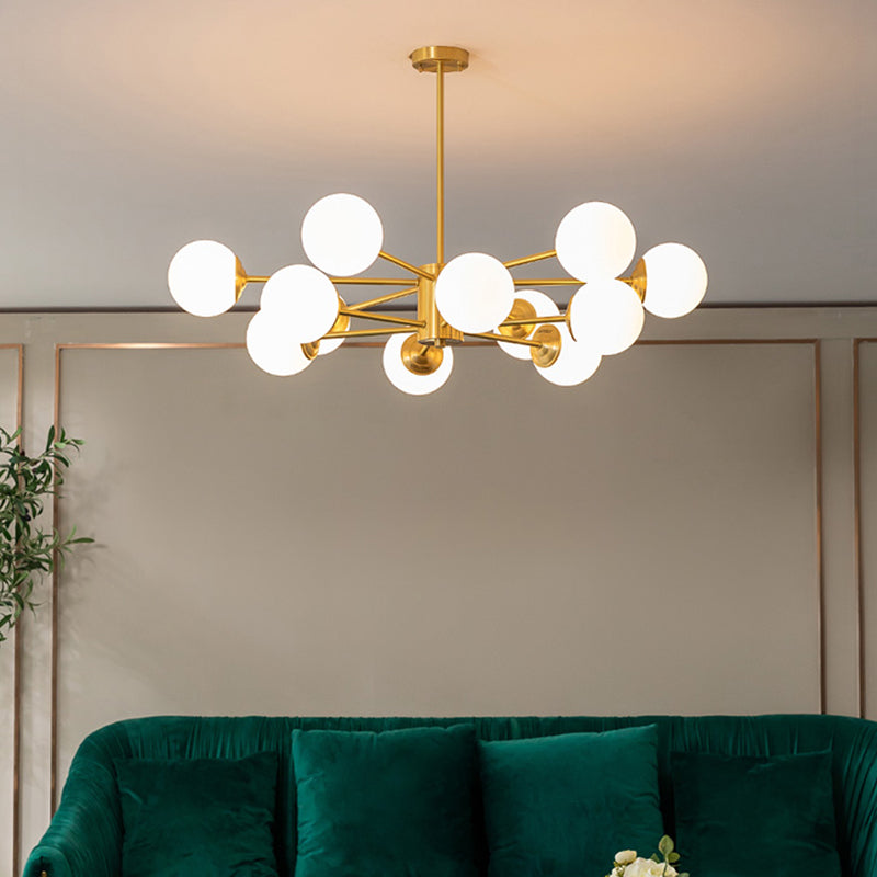 Nordic Style Molecular Styling Chandelier White Glass Orb Multi-light Pendant Lamp for Dining Room
