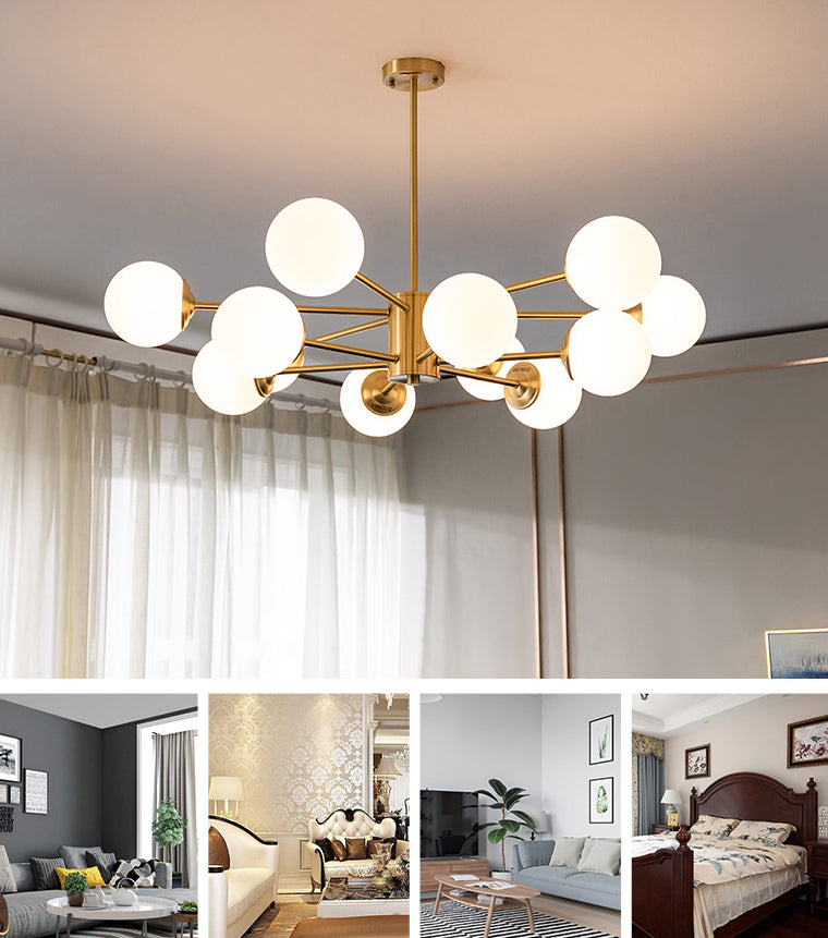 Nordic Style Molecular Styling Chandelier White Glass Orb Multi-light Pendant Lamp for Dining Room