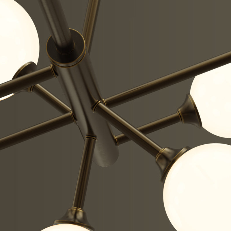Contemporary Simplicity Molecular Chandelier White Glass Orb Brass Hanging Light for Dining Room