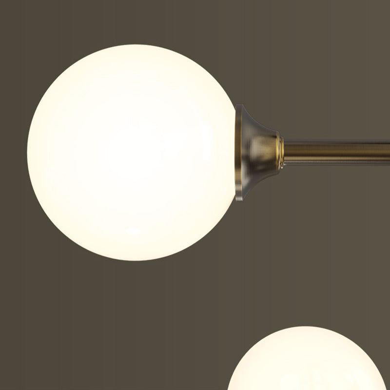Contemporary Simplicity Molecular Chandelier White Glass Orb Brass Hanging Light for Dining Room