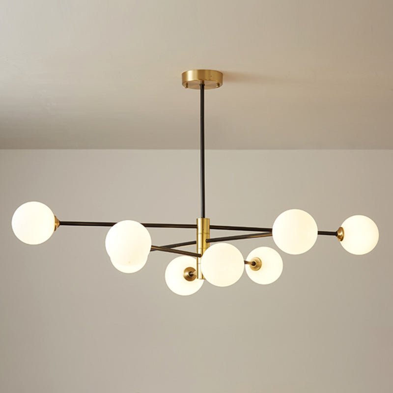 8-light Modern Minimalist Living Room Chandelier 32" Wide Molecular Styling Glass Orb Suspension Lamp