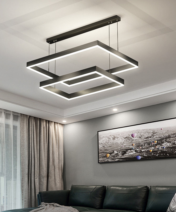 Acryl vierkante kroonluchter lamp Minimalistische stijl LED -hanger lichtkit in zwart