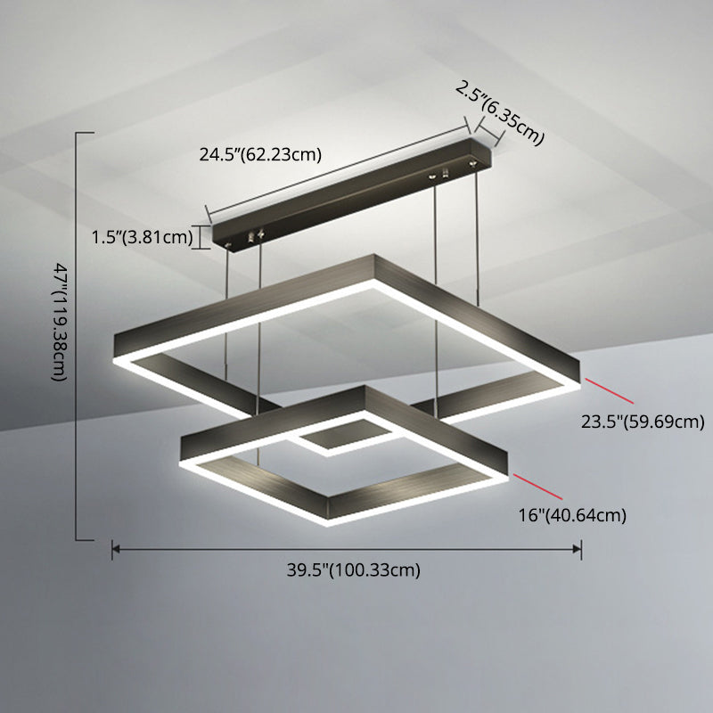 Acryl vierkante kroonluchter lamp Minimalistische stijl LED -hanger lichtkit in zwart