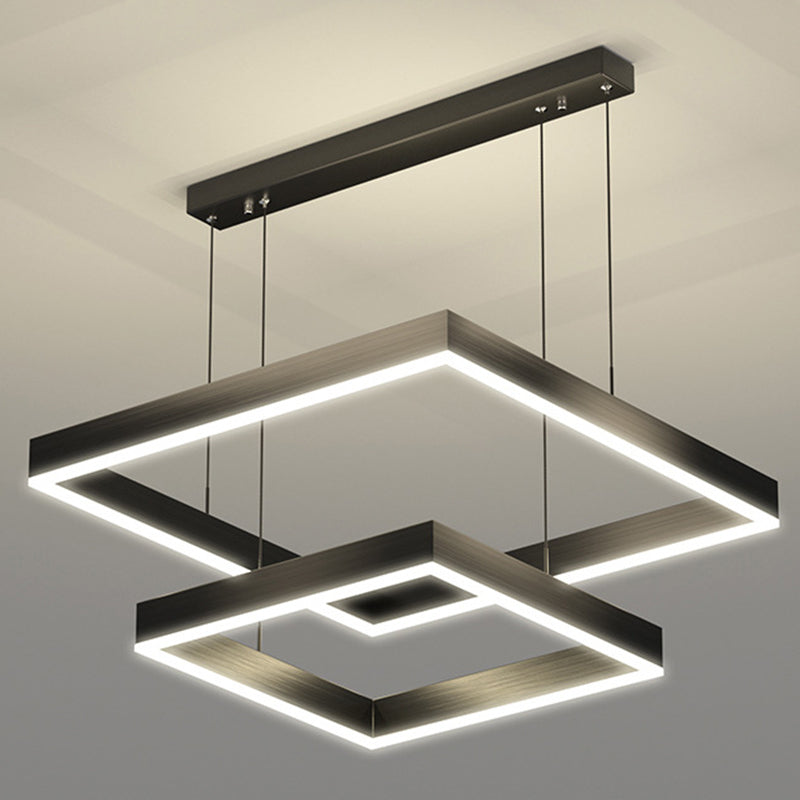 Acryl vierkante kroonluchter lamp Minimalistische stijl LED -hanger lichtkit in zwart