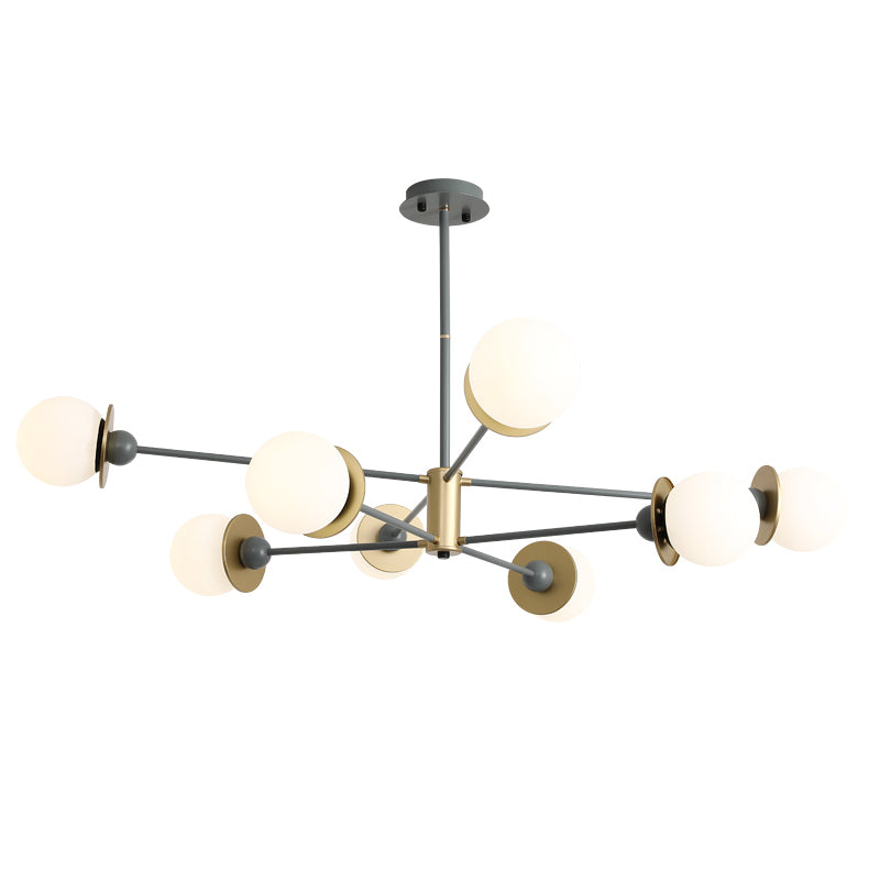 Simplicidad contemporánea de 8 luces Candelier de vidrio Reduce Metal Diseño de estilización molecular de iluminación Colgante
