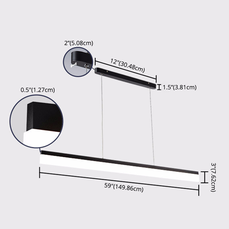 Éclairage pendentif linéaire rectangulaire mince simple