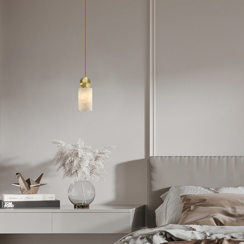 Luz de marco blanco de 1 luces Luz colgante de latón moderno Mini iluminación de iluminación para dormitorio