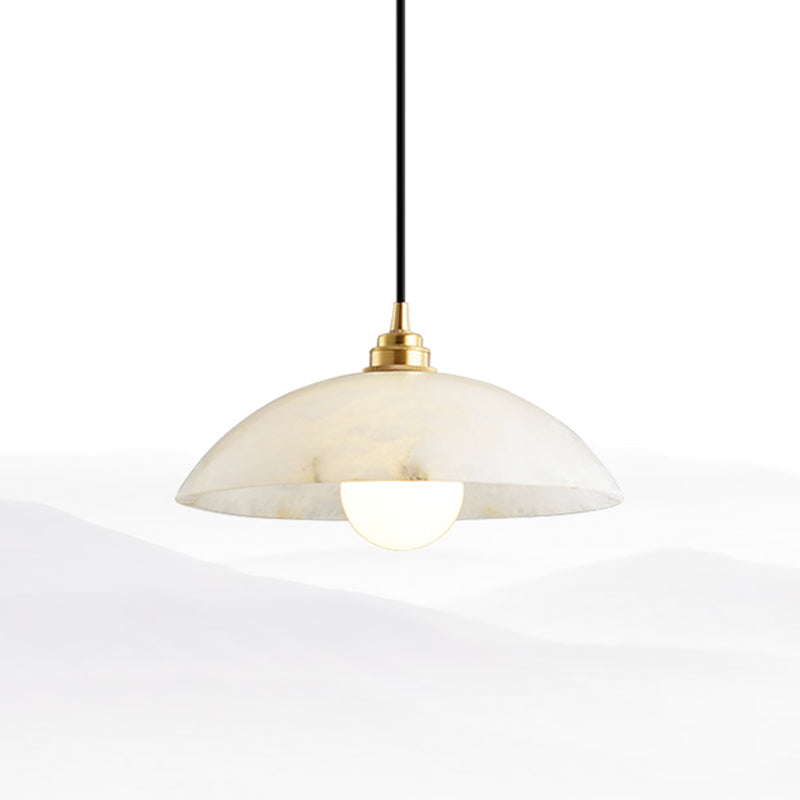 11.8 pulgadas de ancho tono de cúpula colgante de mármol blanco simplicidad lámpara colgante de latón