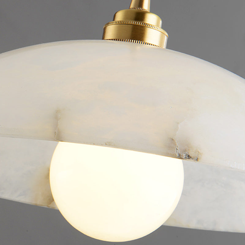 11.8 pulgadas de ancho tono de cúpula colgante de mármol blanco simplicidad lámpara colgante de latón