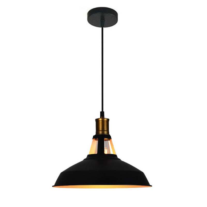Black Truncated Barn Restaurant Drop Pendant Warehouse-Style Metal 1 Light Hanging Ceiling Light