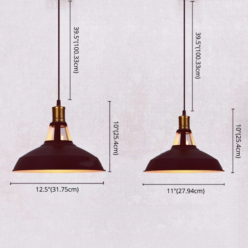 Black Truncated Barn Restaurant Drop Pendant Warehouse-Style Metal 1 Light Hanging Ceiling Light