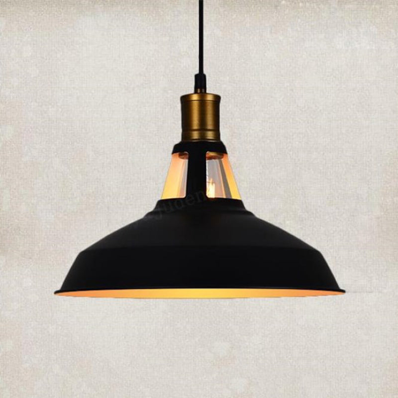 Black Truncated Barn Restaurant Drop Pendant Warehouse-Style Metal 1 Light Hanging Ceiling Light