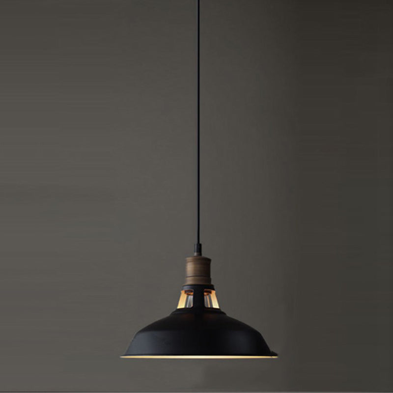 Black Truncated Barn Restaurant Drop Pendant Warehouse-Style Metal 1 Light Hanging Ceiling Light