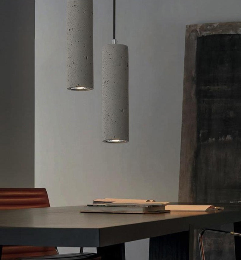 Modern Cylinder Pendant Ceiling Lights Cement 1 Light Pendant Lamp