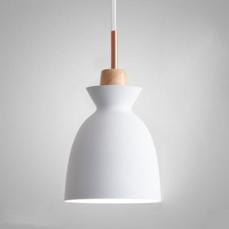 Tonalità in metallo appeso leggero stile nordico 1 ristorante leggero con soffitto a sospensione con top in legno