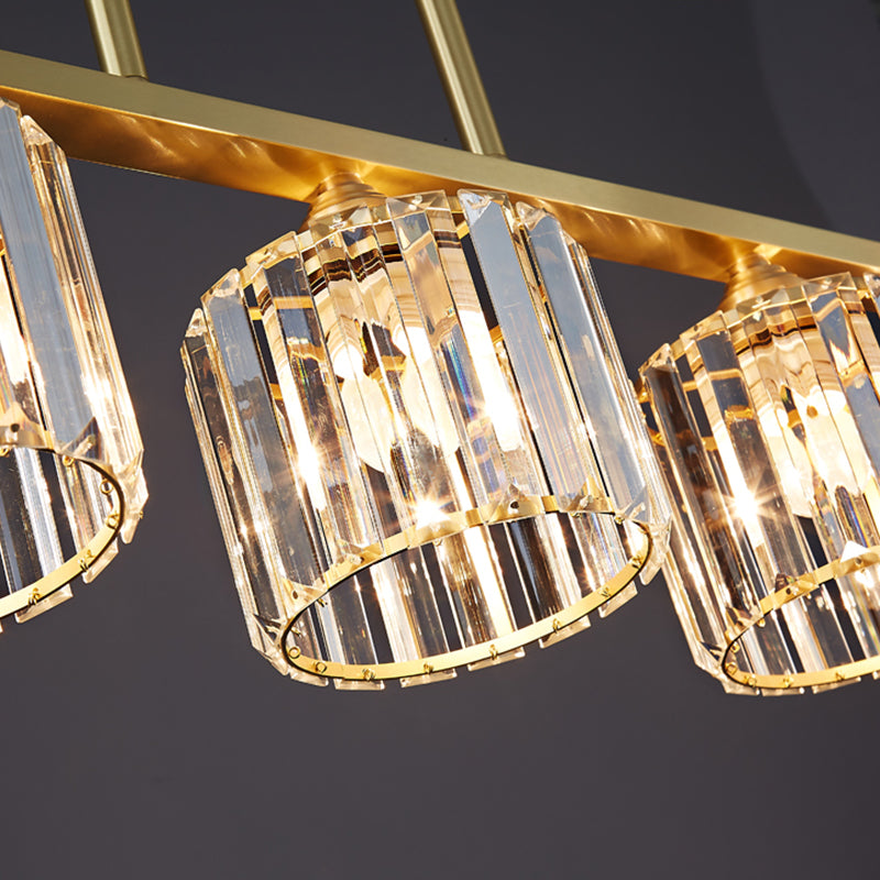 Lámpara de colgadura de estilo nórdico de estilo de cristal de cobre completo para el comedor