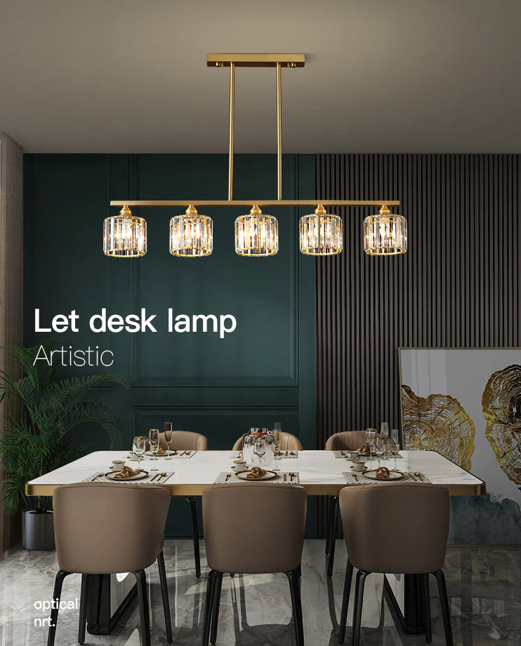 Lámpara de colgadura de estilo nórdico de estilo de cristal de cobre completo para el comedor