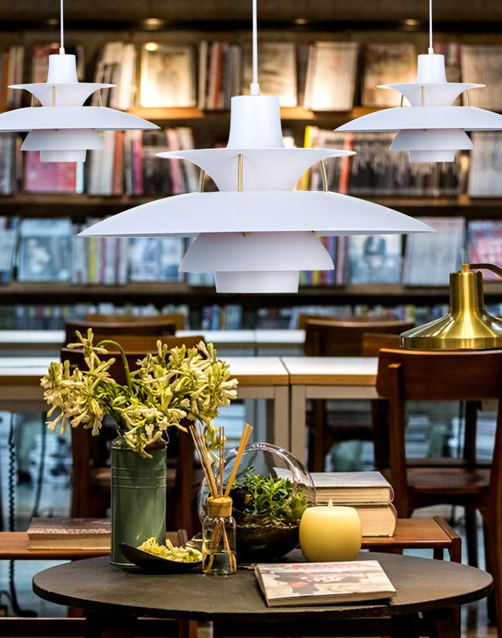 1 niveaux concentriques en couches légères lampe à pension nordique lampe suspendue en métal pour salle à manger