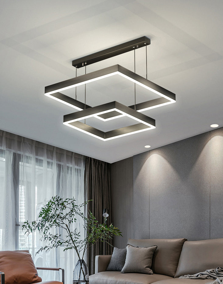 Acryl vierkante kroonluchter lamp Minimalistische stijl LED -hanger lichtkit in zwart