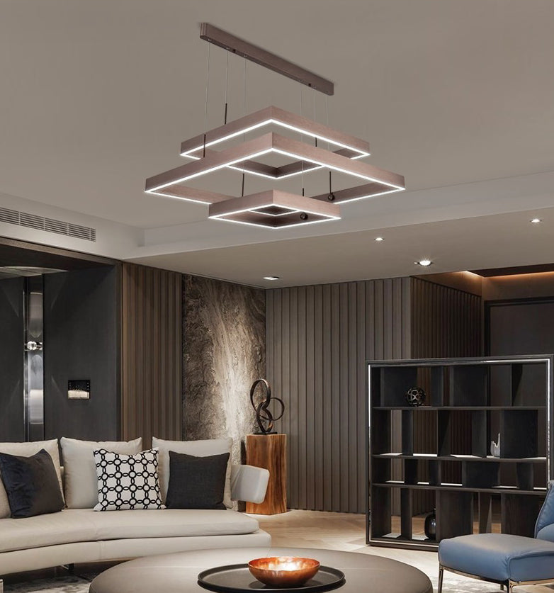 Lámparas de lámparas cuadradas de tres niveles lámpara de metal moderno 3 luces lámparas