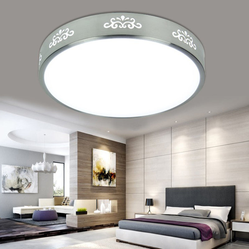 Plafonnier circulaire Simplicity en métal LED pour chambre à coucher, luminaire encastré en chrome