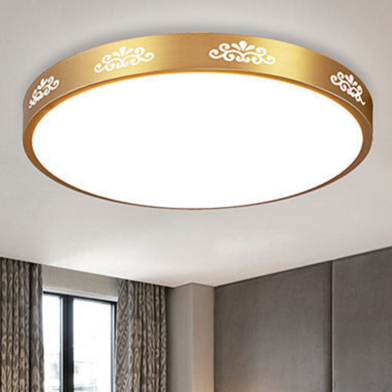 Luminaire encastré rond pour salon en métal LED plafonnier moderne en or