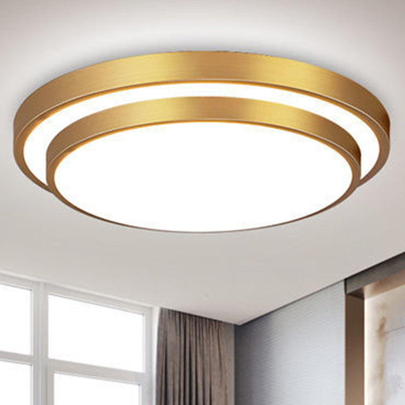 Luminaire encastré rond pour salon en métal LED plafonnier moderne en or