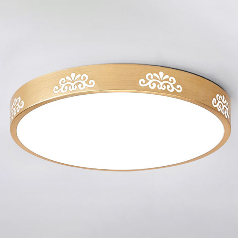 Luminaire encastré rond pour salon en métal LED plafonnier moderne en or