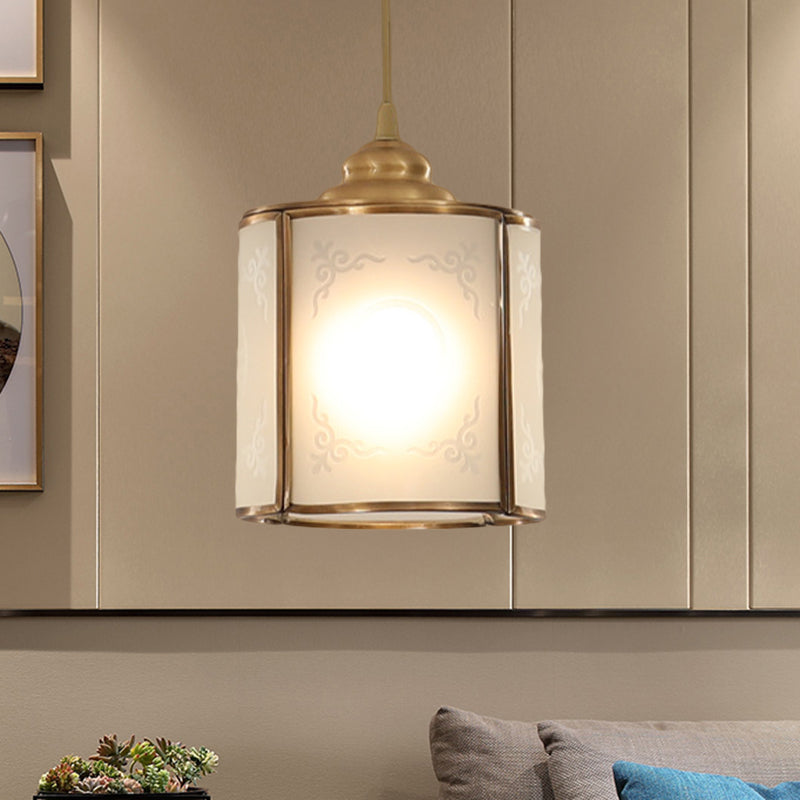 Cylinder White Glass Pendant Light Fixture Classic 5"/5.5"/6" Wide 1 Light Dining Room Hanging Lamp Kit