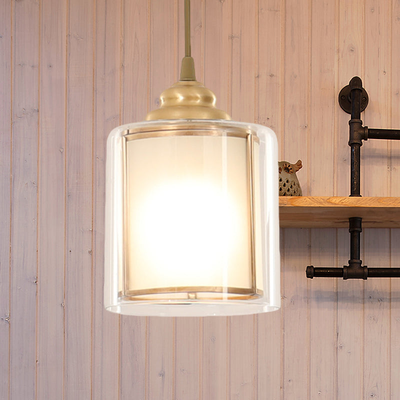 Cylinder White Glass Pendant Light Fixture Classic 5"/5.5"/6" Wide 1 Light Dining Room Hanging Lamp Kit