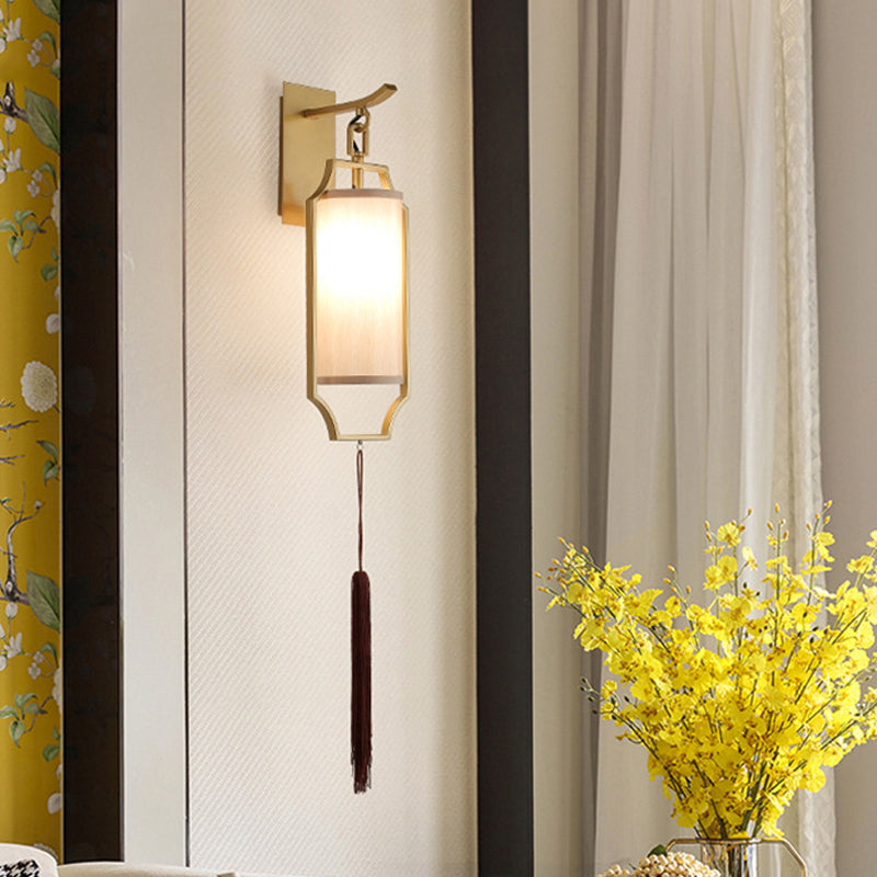 Gold Cylinder Wall Lighting Idea Traditional Metal 1 Light Living Room Sconce Light Fixture